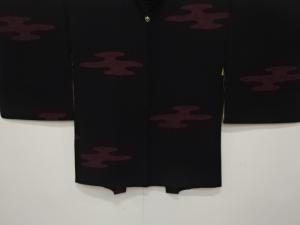 大正ロマン　漆　ヱ霞模様織り出し　一つ紋羽織